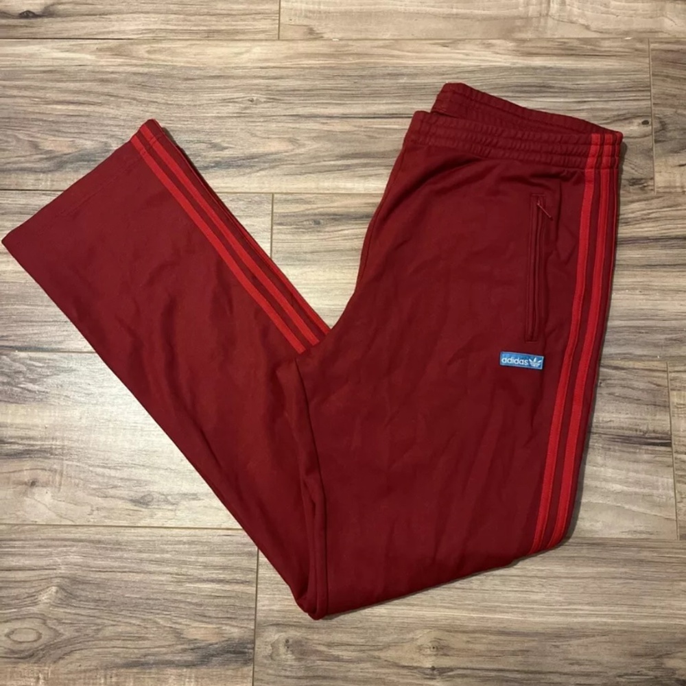 Vintage Adidas Track Pants Red Maroon Size Large